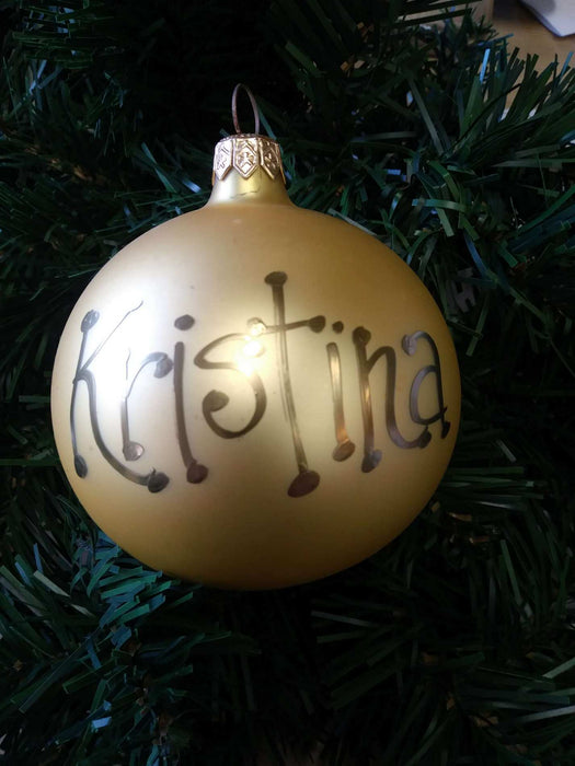 Matte Finish Ornament Balls - Gold Top, Gold Writing