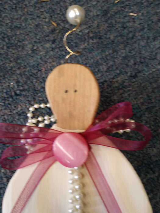 Small Wooden Angel with antique button - A062502