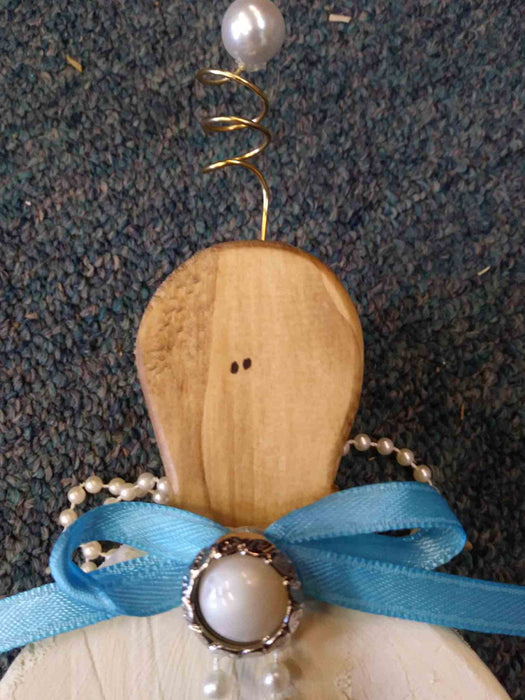 Small Wooden Angel with antique button - A062504