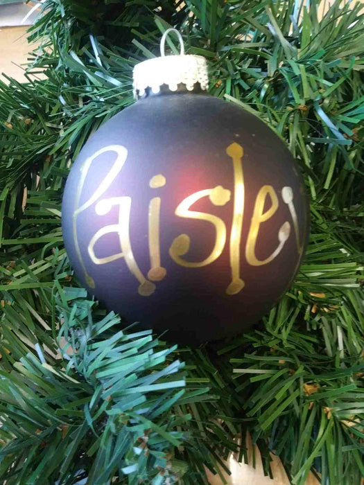 Matte Finish Ornament Balls - Gold Top, Gold Writing