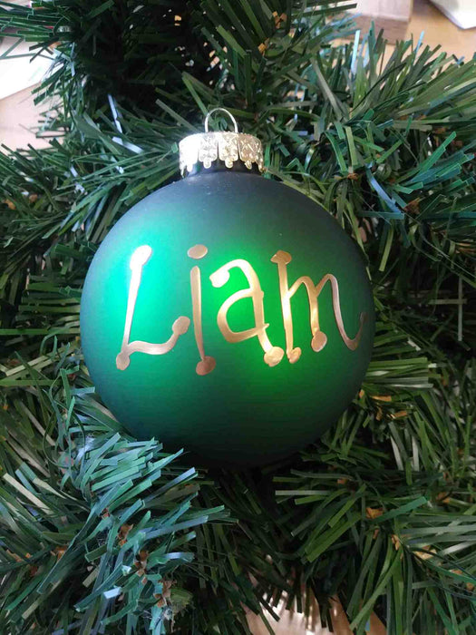 Matte Finish Ornament Balls - Gold Top, Gold Writing
