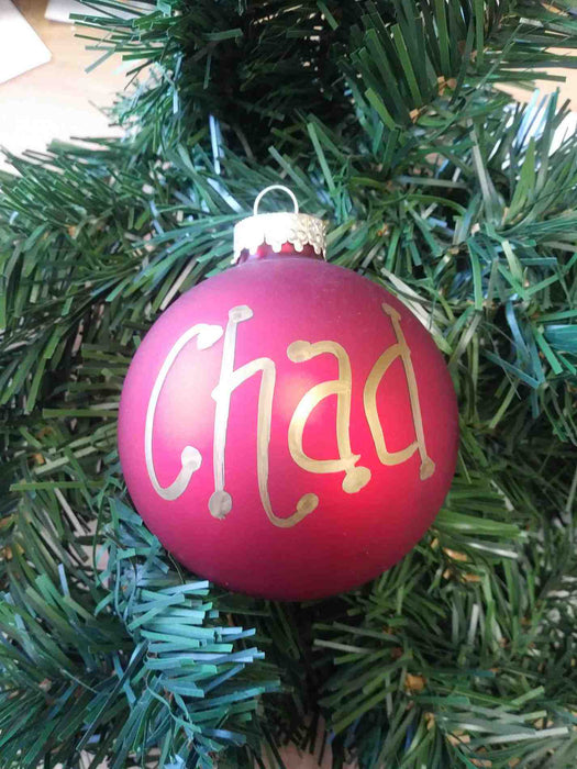 Matte Finish Ornament Balls - Gold Top, Gold Writing