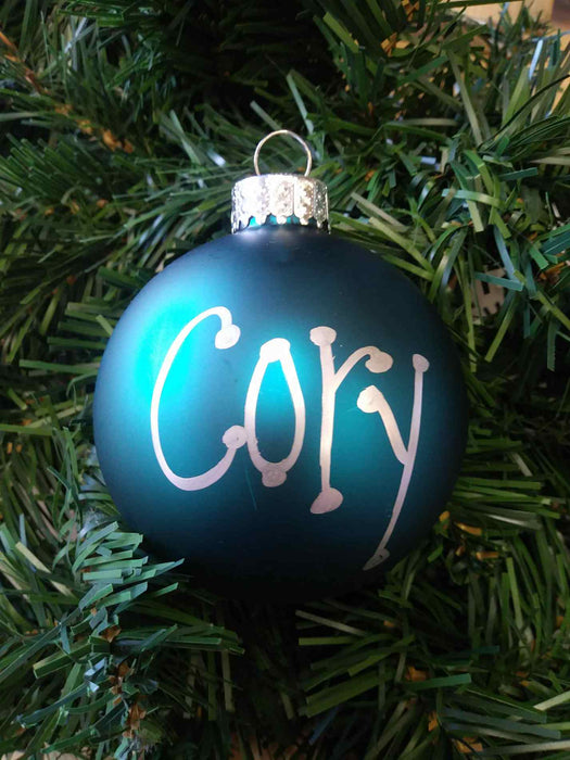 Matte Finish Ornament Balls - Silver Top, Silver Writing