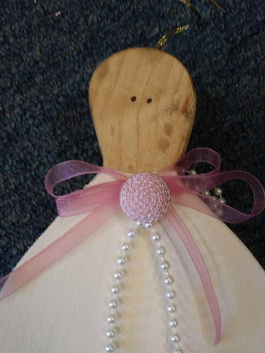 Large Wooden Angel with antique button - A061101