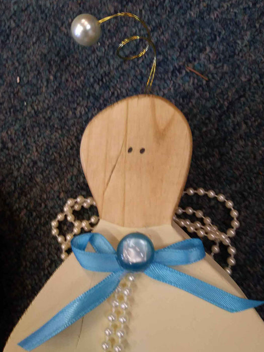 Large Wooden Angel with antique button - A061102