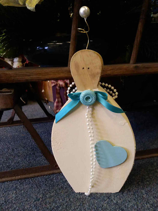 Large Wooden Angel with antique button - A061103