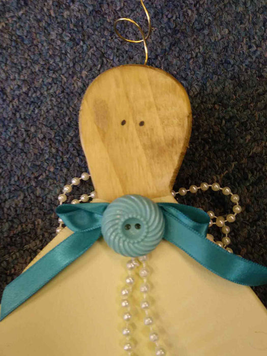 Large Wooden Angel with antique button - A061103