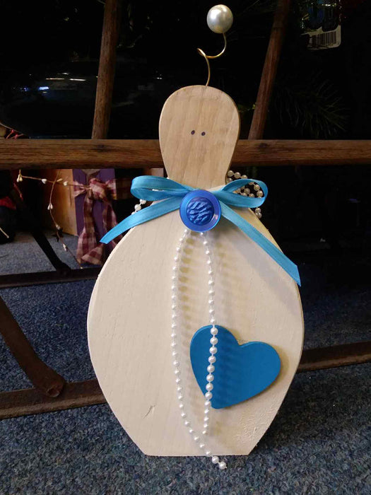 Large Wooden Angel with antique button - A061104
