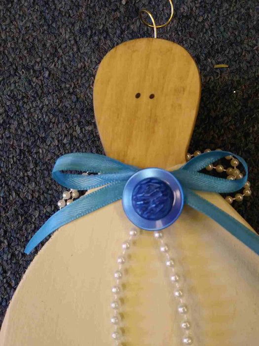 Large Wooden Angel with antique button - A061104