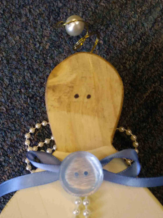 Large Wooden Angel with antique button - A061105