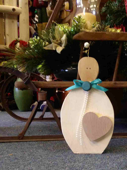 XLarge Wooden Angel with antique button - A061701