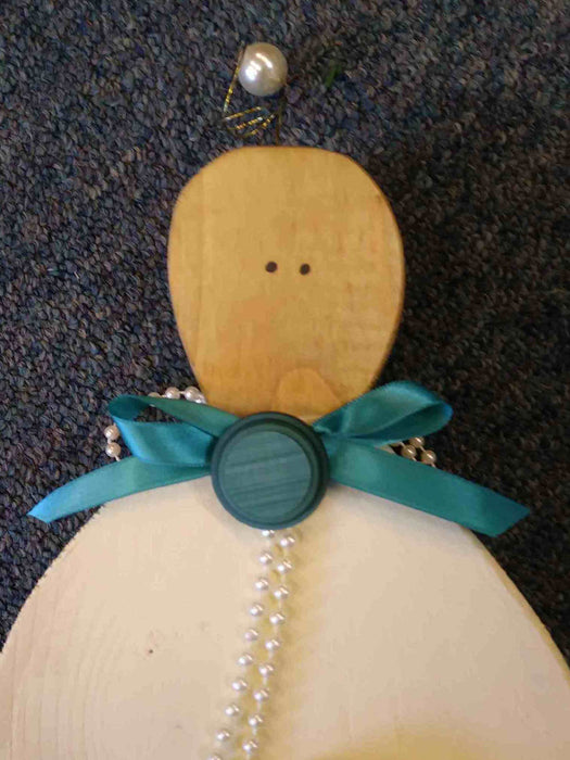XLarge Wooden Angel with antique button - A061701