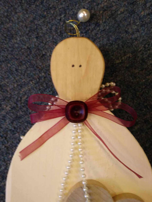 XLarge Wooden Angel with antique button - A061702