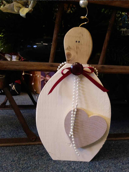 XLarge Wooden Angel with antique button - A061705