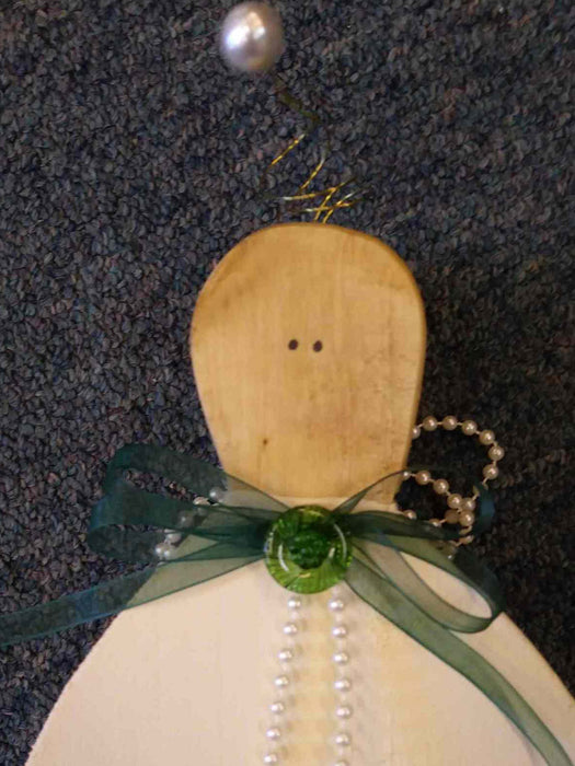 XLarge Wooden Angel with antique button - A061707