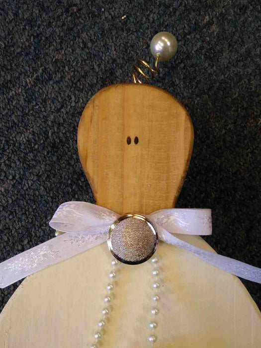 XLarge Wooden Angel with antique button - A061709