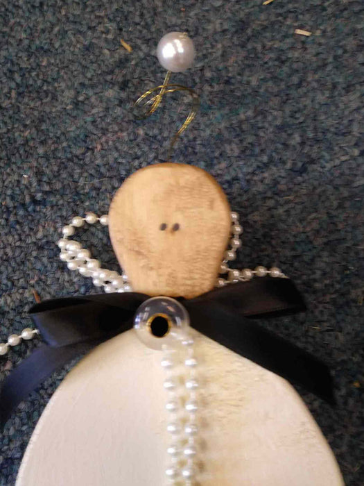 Small Wooden Angel with antique button - A062501