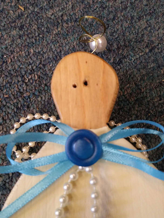 Small Wooden Angel with antique button - A062509